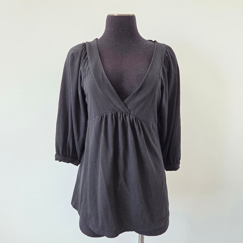 Vintage Y2K Babydoll Top Old Navy Whimsygoth Long Sleeve Coquette Large Black